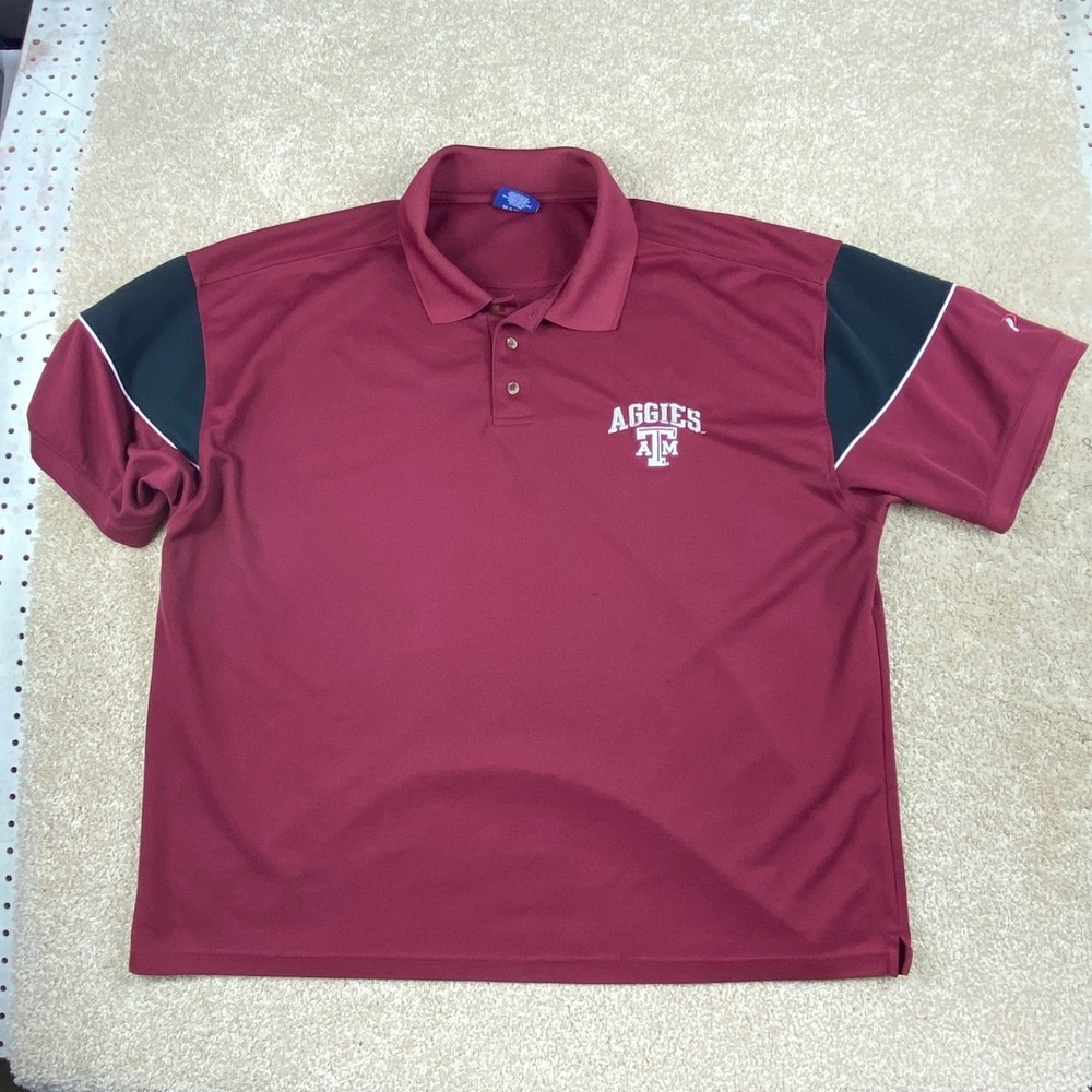 Pro Player Texas A&M Aggies Maroon Polo Shirt Mens 2XL Short Sleeve NCAA Logo
